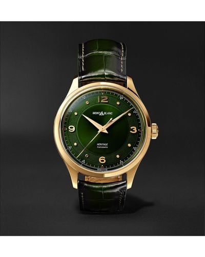 Montblanc Heritage Automatic 40mm 18-karat Gold And Alligator Watch - Green