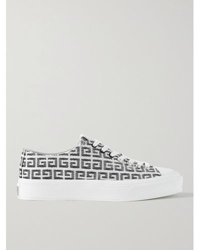Givenchy City Leather-trimmed Logo-jacquard Canvas Trainers - Metallic