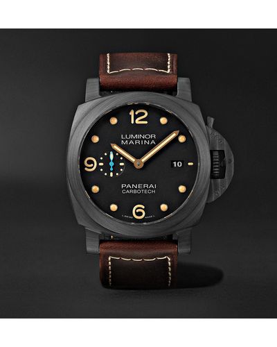 Panerai Luminor Marina Automatic 44mm Carbotech And Leather Watch - Black