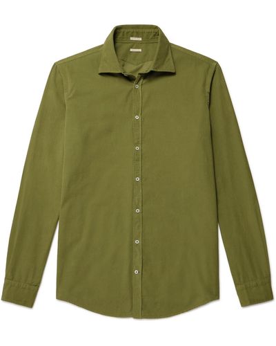 Massimo Alba Genova Brushed Cotton-corduroy Shirt - Green