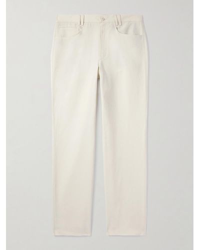 STÒFFA Straight-leg Cotton And Linen-blend Twill Trousers - Natural