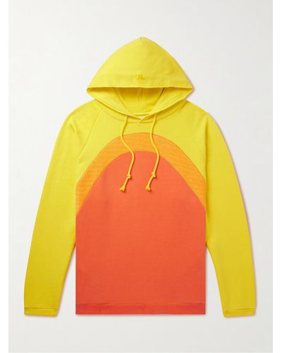 ERL Bouclé-trimmed Cotton-jersey Hoodie - Yellow