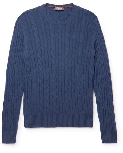 Loro Piana Cable-knit Baby Cashmere Sweater - Blue
