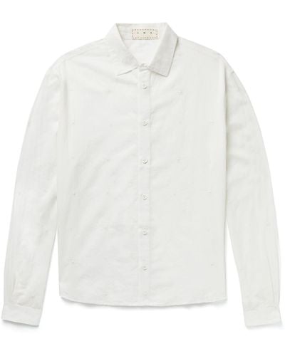 SMR Days Embroidered Cotton-poplin Shirt - White