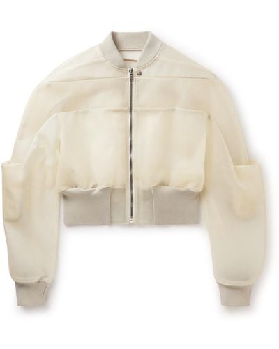 Rick Owens Cropped Leather Bomber Jacket - Natural