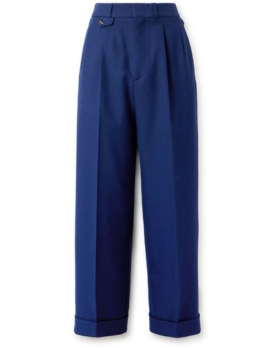 Gucci Straight-leg Pleated Twill Pants - Blue