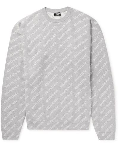 Balenciaga Logo-jacquard Knitted Sweater - Gray