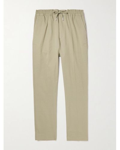 MR P. Tapered Organic Cotton-seersucker Drawstring Pants - Natural