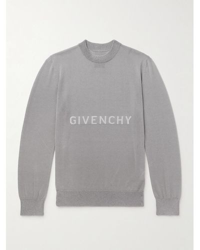 Givenchy Pullover in maglia con logo a intarsio - Grigio