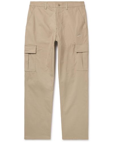 Nike Club Straight-leg Logo-embroidered Cotton-blend Ripstop Cargo Pants - Natural