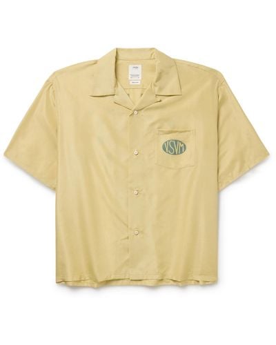 Visvim Crosby Convertible-collar Logo-print Silk Shirt - Yellow