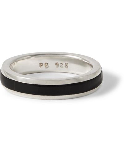 Peyote Bird Toby Silver And Onyx Ring - Gray