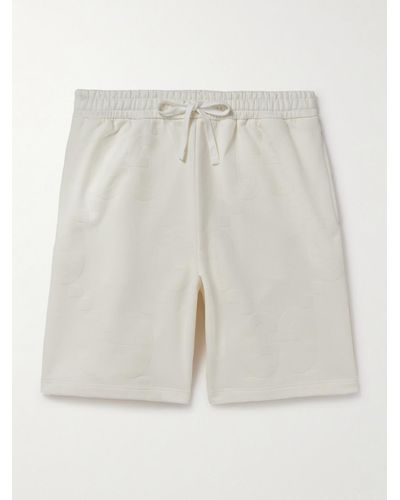 Gucci Gerade geschnittene Shorts aus Baumwoll-Jersey mit Kordelzugbund und Logoflockdruck - Weiß