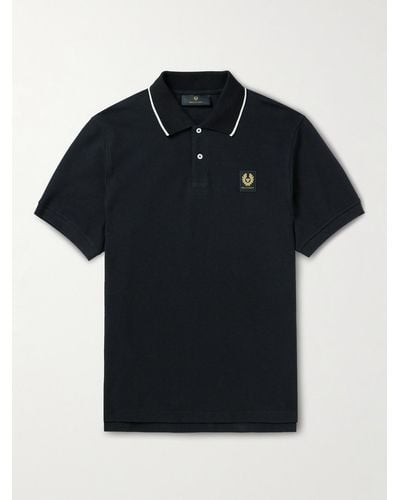 Belstaff Logo-appliquéd Cotton-piqué Polo Shirt - Black