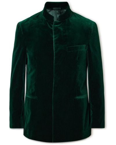 Kingsman Argylle Nehru-collar Cotton-velvet Jacket - Green