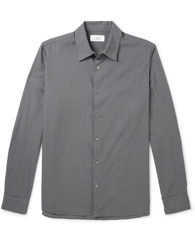 MR P. Pinstriped Cotton And Wool-blend Shirt - Gray