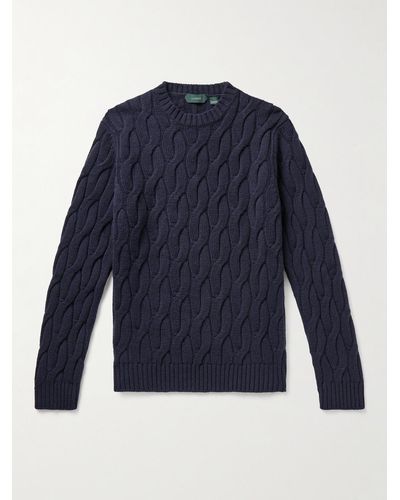 Incotex Zanone Cable-knit Wool Sweater - Blue