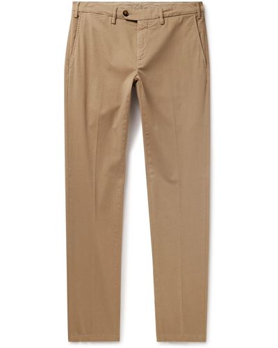 Canali Slim-fit Cotton-blend Twill Chinos - Natural