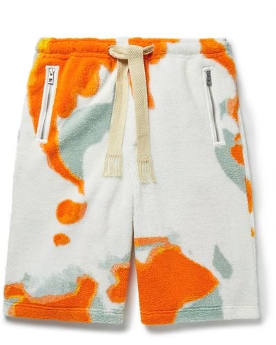 Loewe Wide-leg Printed Fleece Drawstring Shorts - Orange