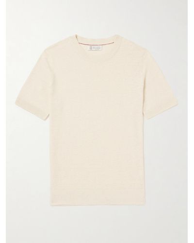 Brunello Cucinelli Linen And Cotton-blend Jersey T-shirt - Natural