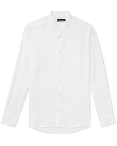 Frescobol Carioca Jorge Grandad-collar Linen Shirt - White