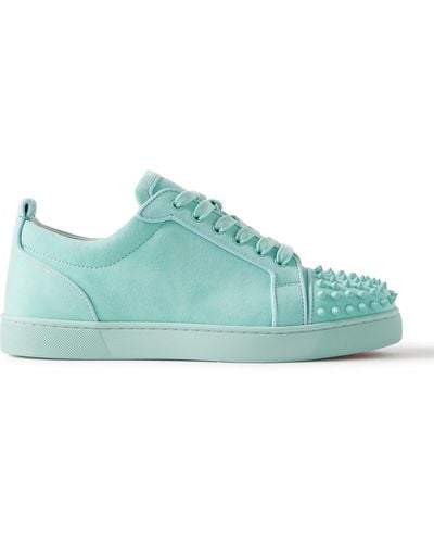 Christian Louboutin Louis Junior Spiked Suede Sneakers - Blue