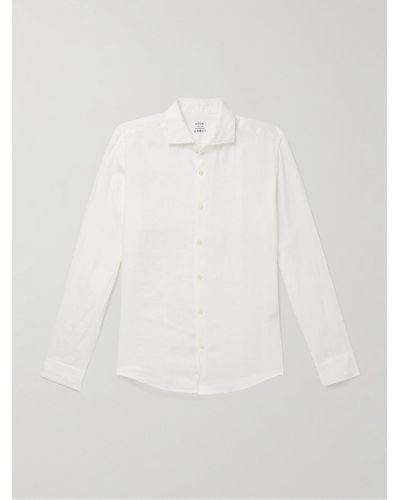 Altea Mercer schmal geschnittenes Hemd aus vorgewaschenem Leinen in Stückfärbung - Weiß