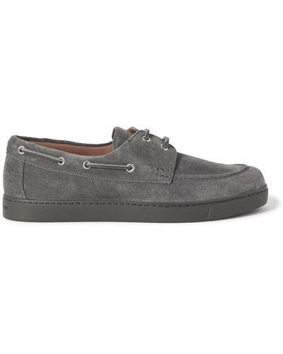 Gianvito Rossi Leather-trimmed Suede Boat Shoes - Gray