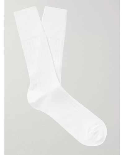 MR P. Ribbed Cotton-blend Socks - White