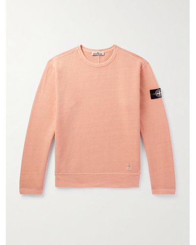 Stone Island Sweatshirt aus Baumwoll-Jersey mit Logoapplikation - Pink