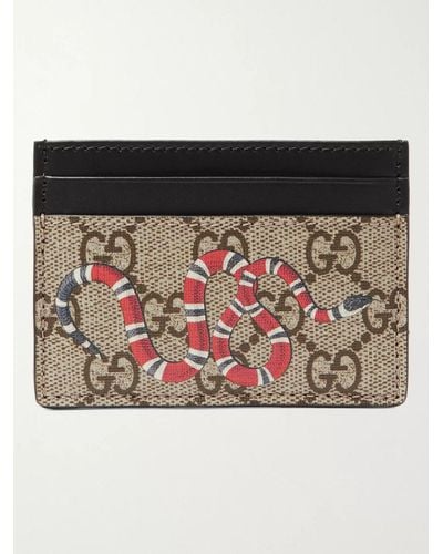 Gucci Printed Monogrammed Coated-canvas And Leather Cardholder - Natural