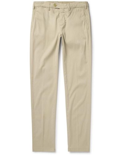 Canali Slim-fit Garment-dyed Stretch Lyocell And Cotton-blend Twill Pants - Natural