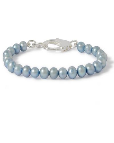 Hatton Labs Classic Silver Pearl Bracelet - Blue