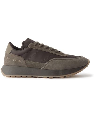 Common Projects Track Technical Leather-trimmed Suede And Shell Sneakers - Brown