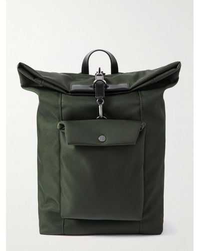 Mismo M/s Escape Leather-trimmed Ballistic Nylon Backpack - Green