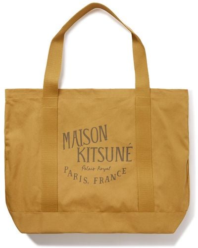Maison Kitsuné Palais Royal Logo-print Cotton-canvas Tote Bag - Brown