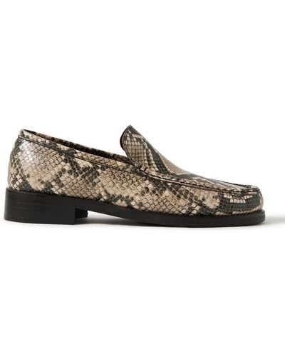 Acne Studios Boafer Snake-effect Leather Loafers - Brown