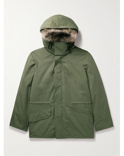 Yves Salomon Iconic Shearling-trimmed Padded Cotton-blend Hooded Jacket - Green