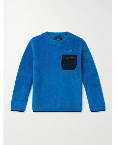 District Vision Sola Shell And Mesh-trimmed Polartec Fleece Sweatshirt - Blue