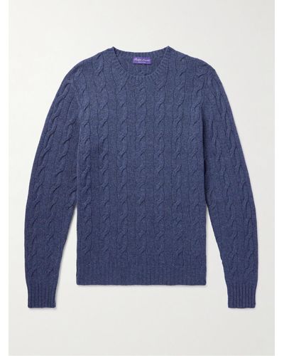 Ralph Lauren Purple Label Pullover in cashmere a trecce - Blu