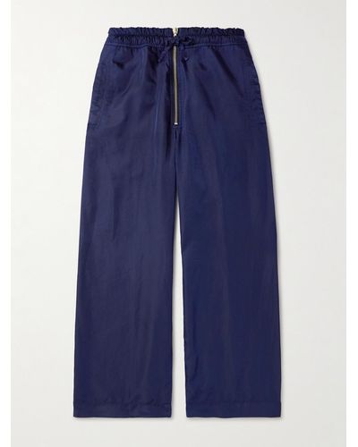 Dries Van Noten Gerade geschnittene Hose aus Gabardine in Stückfärbung - Blau