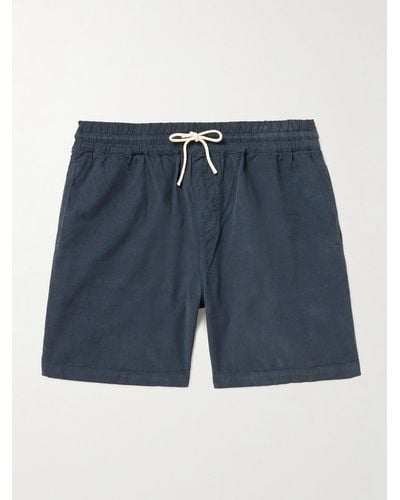 Portuguese Flannel Shorts in velluto a coste di cotone con coulisse - Blu