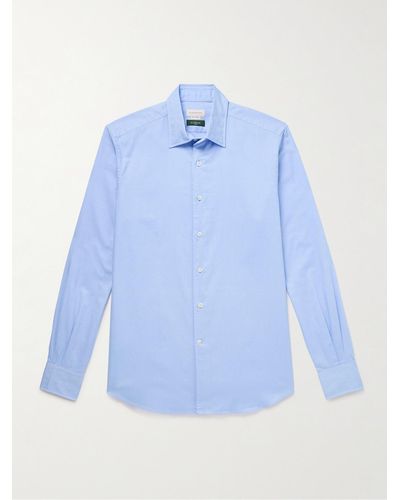 Incotex Glanshirt Hemd aus Baumwoll-Oxford - Blau