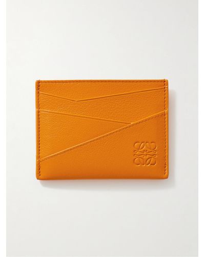 Loewe Portacarte in pelle con logo impresso Puzzle Edge - Arancione