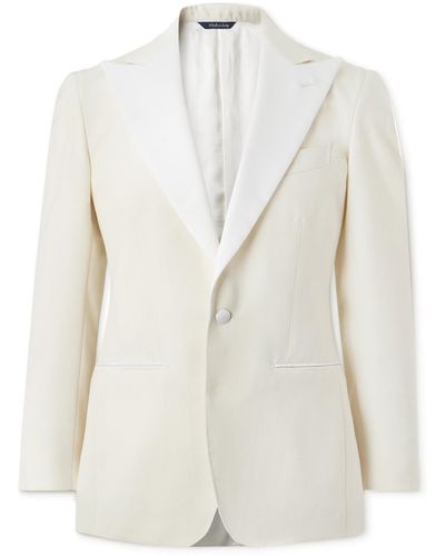 Saman Amel Grosgrain-trimmed Wool Tuxedo Jacket - White