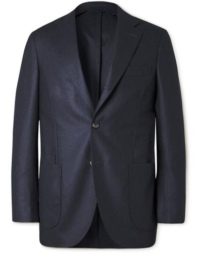 Drake's Virgin Wool-flannel Suit Jacket - Blue