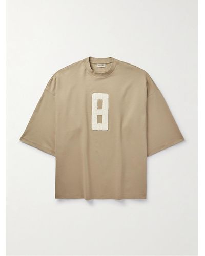 Fear Of God T-shirt oversize in jersey con finiture in bouclé - Neutro