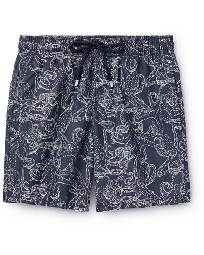 Vilebrequin Moorea Straight-leg Mid-length Printed Recycled Swim Shorts - Blue
