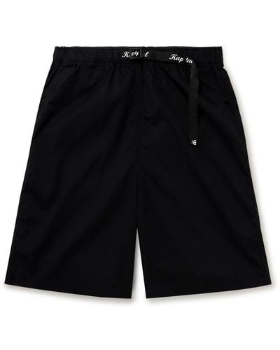 Kapital Easy Straight-leg Belted Printed Cotton-twill Shorts - Black