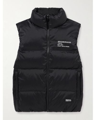 Neighborhood Logo-embroidered Quilted Shell Down Gilet - Black